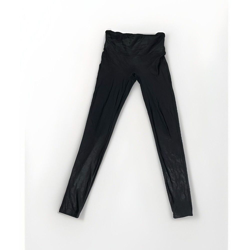 Spanx Women's Leggings Size L Black Shimmer Stretch